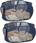2Pack Pop-Up Collapsible Laundry Hamper - Foldable Mesh Laundry Baskets with Bre
