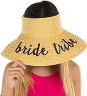 [Funky Junque] Women’s Sun Visor Wide Brim Straw Roll up Ponytail Hat