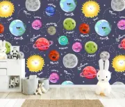 3D Cute Earth Sun G7223 Wallpaper Wall Murals Removable Self-adhesive Honey