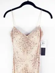 Aidan Mattox Beaded Column Evening Gown Blush Pink Size 4 Spaghetti Strap