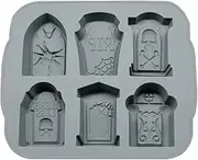 Halloween Silicone Mould RIP Gravestone Ice Cube Trays Cake Chocolate Fondant Cake Baking DIY Tools - Grey