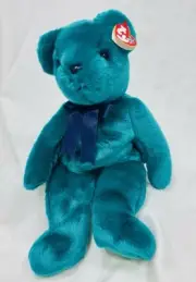 TY Beanie Baby Buddies Teal Teddy 14” Green Plush Teddy Bear Tags 2000 NWT
