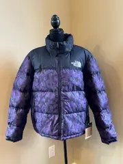 The North Face Women's Printed 1996 Retro Nuptse 700-Down Hooded Jacket - Purple