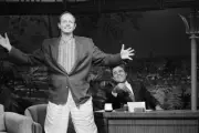 Actor Michael Moriarty with guest host Jay Leno on July 5 1991 Old TV Photo