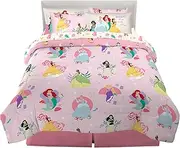 Franco Disney Princess Kids Bedding Super Soft Comforter and Sheet Set with Sham, 7 Piece Full Size, Official Disney Product by (Prints May Vary)