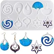 Nifocc Jewellery Epoxy Resin Moulds Pendant Necklace Earrings Silicone Moulds Teardrop Flower Fan Leaf Jewellery Casting Resin Moulds Casting Mould Crystal Casting Mould for DIY Crafts
