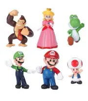 Toy Super Mario Figures, Set Of 6 Nintendo Characters, Luigi Yoshi, Toad, Peach