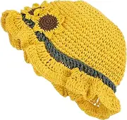 [LIFKOME] Sunflower Sun Hat Kids Sun Protection Wide Brim Bucket Hat Outdoor Hat Lightweight Comfortable Yellow Kids Beach Hat