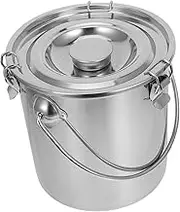 COLLBATH Stainless Steel Milk Bucket Sealed Lid Cooking Oil Container Portable Storage 5l