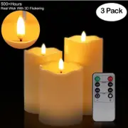3Pcs/Set Remote Control LED Flameless Candle Lights New Year Candles Battery Pow