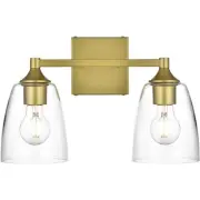 Living District LD7307W15BRA Gianni 2 Light 15 inch Brass Bath Sconce Wall Light