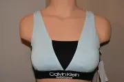 Calvin Klein Performance Colourblock V-Neck Sports Bra PF9T3339 Black Blue Sz XS
