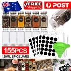 Clear Square Glass Jars Lid Spice Herb Seasoning Condiment Storage Container NEW