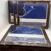 Four Bill Blass Springmaid Double Flat Sheets CLASSIC SQUARES Blue White NOS