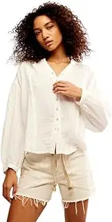 [Free People] Women's Valley Double Cloth Shirt, Clean Ivory
