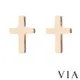 【VIA】符號系列 經典十字架造型白鋼耳釘 造型耳釘金色