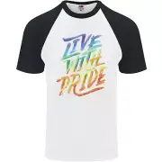 Live With Pride LGBT Gay Pride Mens s/s Baseball T-Shirt