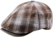 [IFSUN] Newsboy Hats for Men Classic 8 Panel Cotton Blend Ivy Cabbie Flat Hat, Beige, One Size