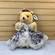 GEPPEDDO Girl Teddy Bear 11" Plush Toy Stuffed Animal with Dress Floral Print