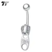 TT Clear Crystal Zipper Dangle Belly Bar Ring BL167A