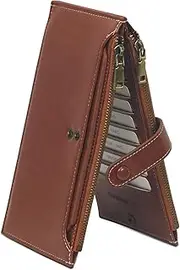 [ZUNGGWOK] Bifold Wallets for Women RFID Blocking Wallet Large Capacity Leather Credit Card Organizer Holder Womens Purse Coin Purse with Photo Window(Brown)