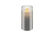 Goobay Battery-Operated 7.5x15cm LED Wax Candle in Glass Home Room Decor Grey
