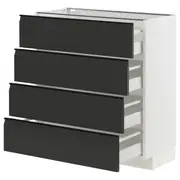 METOD / MAXIMERA base cab 4 frnts/4 drawers, white/Upplöv matt anthracite, 80x37x80 cm
