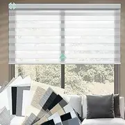 Yoolax Motorized Zebra Blinds Compatible with Alexa, Light Filtering Day and Night Dual Layer Sheer Blinds Custom Size, Privacy Light Control Horizontal Window Blind for Home (Sample)