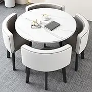 Snaweo Office Reception Room Club Table and Chair Set, Reception Table and Chair Combination for 4, Negotiation Table and Chair Set, Dining Table Soft Backrest Seat, for Family Apartment(Light gray an