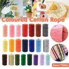 100M 3mm Natural Cotton String Twisted Cord Craft Macrame Artisan Rope Weaving