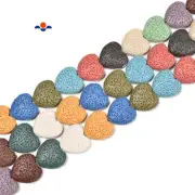 Multi-color Lava Rock Heart Shape Beads Size 20mm 15.5'' Strand