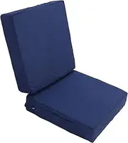 2PCS Outdoor Cushions Patio Chair Cushions 18.9x18.9x3.94in Garden Sofa Couch Pads with Handle Straps Washable Cover for Indoor and Outdoor Furniture (Navy Blue)