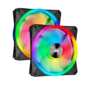 Corsair QL140 RGB Dual Fan Kit with Lighting Node Core, ICUE, 140mm RGB LED PWM Fan 26dBA, 50.2 CFM, 2 Fan Pack