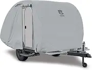 Classic Accessories Over Drive PermaPRO Teardrop Trailer Cover, 8' - 10'L x 5'W, Resists Tears, R-Pod Cover, Travel Trailer Storage Cover, Compatible with R-Pod/Clamshell Trailers, Grey