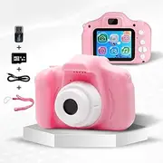 Original Kids Camera - Digital Camera for Age 3-10 in Pink, 1080p HD Quality, 8GB SD Card - Rechargeable Battery - Toddler Video Recorder & 2 inch Screen - Birthday Gifts for Kids