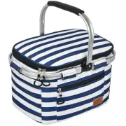 Insulated Cooler Bag Multipocket Collapsible Picnic Basket Leak-Proof Outdoor