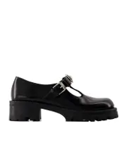Versace Gianni Ribbon T-Bar Strap Loafers 40 Black