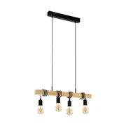 Townshend 4 Light Pendant Black & Brown - 32916