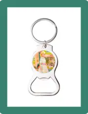 BLONDE BARBIE IN KITCHEN OLD ART CUSTOM BOTTLE OPENER KEYCHAIN KEY RING GIFT