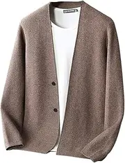 [Dninmim] Men's Wool Sweater Coat V-Neck Thick Knitted Cardigan Knitwear Business Casual Coat Tops