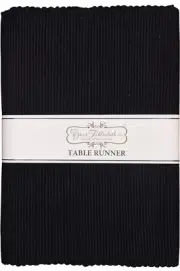 Cotton Ribbed Table Runner Black 13 x 72