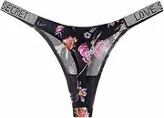 [AYTDNEHGK] Low Waist Sexy Panties Women Thongs Rhinestones Letter Diamonds G-String Sports Thong Shorts Briefs