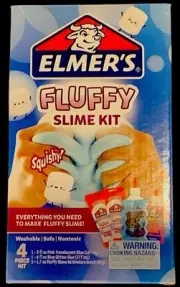 Elmers Fluffy 4 Piece Slime Kit (Glitter, Glues, Activators)-Washable/Non Toxic