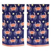 2PK Onkaparinga Kids 60x120cm Absorbent Beach Towel - Crabs