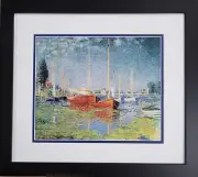 Claude Monet - Red Boats (1875) - Custom Framed Art Wood Frame Double Matted