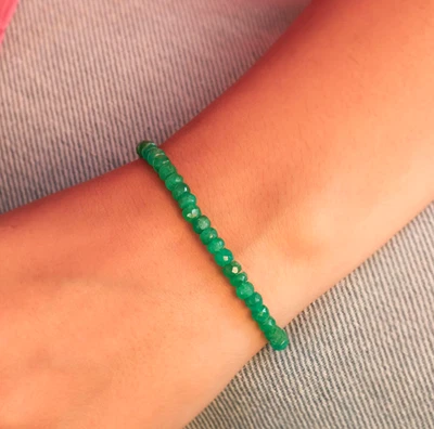 100% Natural Zambian Emerald Beads For Jewelry Making 925 Silver Bracelet