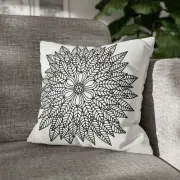 CUSHION COVER PILLOW CASE|BLACK & WHITE FLORAL MANDALA 3