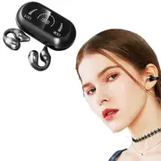 Wireless Bluetooth Headphones Ear Clip Earphones With LED Display-Black