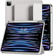 GKABXY iPad Pro 11 Inch Case 2022(4th Gen)/2021(3rd Gen)/2020(2nd Gen) with Pencil Holder, Support 2nd Pencil Charging, Slim Tablet Cover with Soft TPU Back, Auto Wake/Sleep- Gray