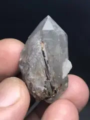 Quartz With Rutiles And Blue-grey Phantom Caused By Magnesio Riebeckite